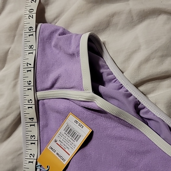 NWT MEDIUM COVERAGE HIGH WAISTED BIKINI BOTTOM LILAC AND WHITE VOLLEY BA… cute - Picture 10 of 12
